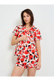 Fruit Print Collared Pajama Shorts Set