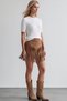 Women's White Crew Neck Soft Textured Knitwear Self-Glitter Blouse Alc-X15768 - 4