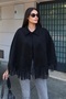 Women's Suede Fabric Tasseled Cape Poncho - 3