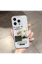 iPhone 14 Pro Compatible Transparent Silicone Case Minimal White Rose Text Pattern Anti-Shock Phone Case with Camera Protection - 2