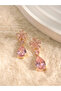 Pink Crystal Flower Dangle Earrings