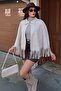 Women's Suede Fabric Tasseled Cape Poncho - 6