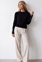 Women's Black Crew Neck Gold Button Detailed Crospan Wool Blend Knitwear Blouse Alc-X15770 - 4