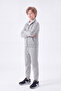 Boy's 3 Thread Plain Basic Zippered Stand Collar Double Pocket 2-Piece Tracksuit Set 4 Pieces - 4