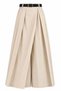 Premium Pleated Belted Poplin Skirt Trousers - Cream - 3