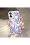 iPhone 16 Compatible Transparent Silicone Case Purple Floral Cute Baby Rabbit Pattern Camera Protected Anti-Shock - 2