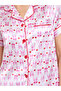 Pink Bunny Print Satin Pajama Set with Short Sleeves and Straight Pants - 3
