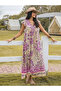 Floral A-Line Ankle Length Dress with Short Sleeves - 4