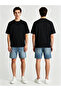 Men Black Plain Knitted Round Neck T-Shirt with Short Sleeves - 5