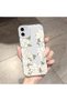 iPhone 11 Compatible Transparent Silicone Case Floral Cute Rabbit Pattern Camera Protected Anti-Knock Phone Case - 2
