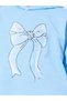 Girls Blue Bow print Hoodie Dress and Pink Solid Leggings Set - 3