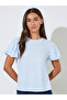 Blue Solid Puff Sleeve Regular Fit T-shirt - 3