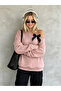Women's Boat Neck Sweatshirt with Bow and Sleeve Strap Detail - 3