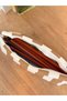 Beige Striped Linen Fabric Pencil Case - Makeup Bag - Pencil Case - 5