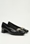 Women's Black Metal Buckle Heeled Shoes Pc-56067 - 3