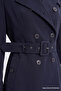 Double-Breasted Collar, Epaulettes, Belted Navy Blue Trench Coat 12528 - 5