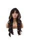Wavy long bangs fiber synthetic wig - caramel shimmer dark chocolate brown - 2