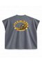 Oval Pist Printed Boxy Oversize Sleeveless Biker T-Shirt - Anthracite - 2