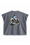 One Piece Jinbe Sailor Style Printed Boxy Oversize Sleeveless T-Shirt - Anthracite - 2