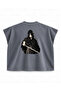 Naruto Sasuke Uchiha Kusanagi Posture Printed Boxy Oversize Sleeveless T-Shirt - Anthracite - 2
