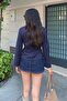 Women's Suede Fabric Contrast Collar Fitted Jacket - 7