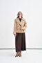 Short Camel Trench Coat with Shoulder Epaulettes 14265 - 4