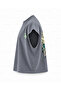 Boxy Oversize Sleeveless T-Shirt with Bull Carrying Kettlebell Print - Anthracite - 3