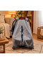 100% Cotton Gray Knitted Patterned Pique Fabric Stroller Cover with Snap Fasteners and Pom-Pom Detail