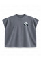 Jujutsu Kaisen Satoru Gojo Blindfolded Figure Panel Printed Boxy Oversize Sleeveless T-Shirt - Anthracite