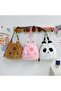 Fluffy Plush Panda Makeup Bag with Drawstring & Adjustable Shoulder Strap, Small Portable Cosmetic P - 5