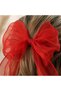 Women's and Girls' Long Tulle Organza Large Bow Clip Ribbon Hair Clip - 2