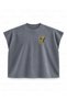 Jujutsu Kaisen Kento Nanami Glasses Portrait Printed Boxy Oversize Sleeveless T-Shirt - Anthracite