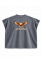 Horizon Line Printed Boxy Oversize Sleeveless Biker T-Shirt - Anthracite - 2