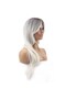 Straight fiber synthetic wig with bangs - ash platinum blonde ombre with highlights - 3
