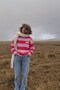 Women's Long Sleeve T-Shirt This Is Not Flirting Printed Pink Red Stripes - Crew Neck, 100% Cotton - 6