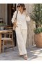 Women's Embossed Shirt and Laser-Cut Trousers Set - 2
