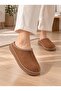 Women's Tan Thick Sole Fur-Lined House Slippers Home Shoes (Narrow Fit) - 3