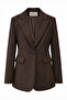 Single Button Suede Blazer with Flap Pockets and Flap Pockets Brown Jacket 0070 - 2