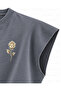 Stone Rose Printed Gothic Boxy Oversize Sleeveless T-Shirt - Anthracite - 4