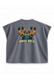 Omuz Press Bull Printed Boxy Oversize Sleeveless T-Shirt - Anthracite - 2