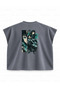 Demon Slayer Muichiro Tokito Sword Panel Printed Boxy Oversize Sleeveless T-Shirt - Anthracite - 2