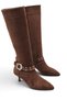 Selene Amara Women's Pointed Toe Thin Heeled Boots 0012301 Brown Suede - 3