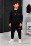 Winter Unisex Black Tracksuit, Black Sweat Top and Bottom Set