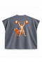 Vintage Weightlifter and Bull Printed Boxy Oversize Sleeveless T-Shirt - Anthracite - 2