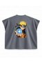 Naruto Uzumaki Rasengan Avucu Printed Boxy Oversize Sleeveless T-Shirt - Anthracite - 2