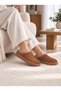 Women's Tan Thick Sole Fur-Lined House Slippers Home Shoes (Narrow Fit) - 4