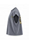 Boxy Oversize Sleeveless Biker T-Shirt with Inside Line Print - Anthracite - 3