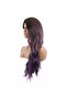 Long fiber synthetic wig with wavy bangs - black / plum purple ombre - 4