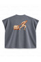 Antique Load Traction Printed Boxy Oversize Sleeveless T-Shirt - Anthracite - 2