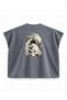 Jujutsu Kaisen Yuta and Rika Katana Duo Printed Boxy Oversize Sleeveless T-Shirt - Anthracite - 2